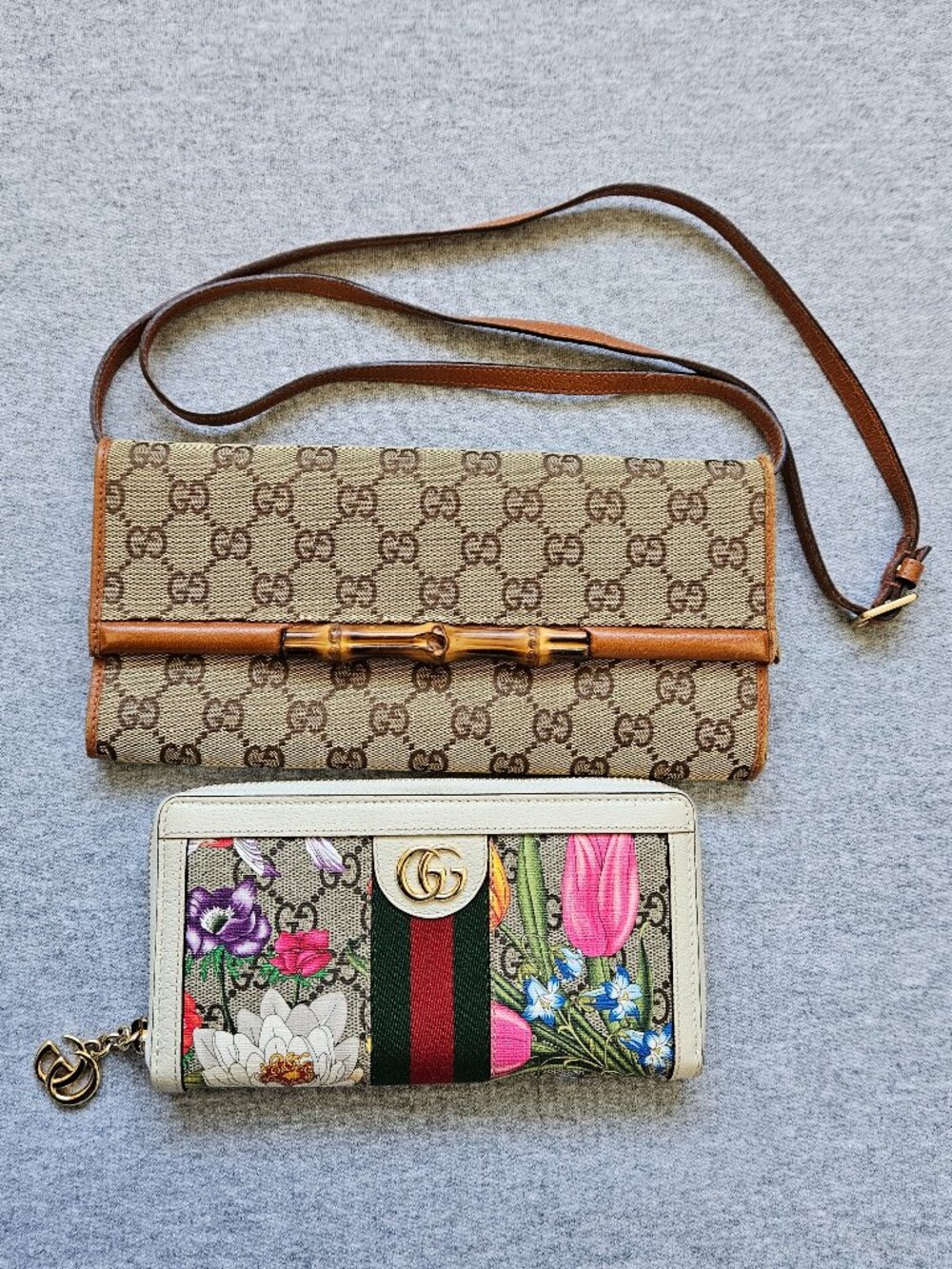 Gucci Ophidia GG Flora ZipAround Wallet & Vintage Gucci Bamboo Bar Crossbody Bag
